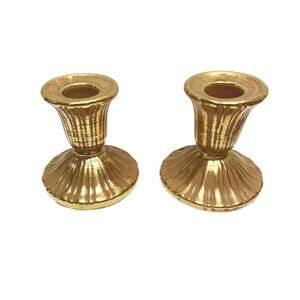 Stangl Gold Gilt 3" Candlestick Granada Gold on Tan Body